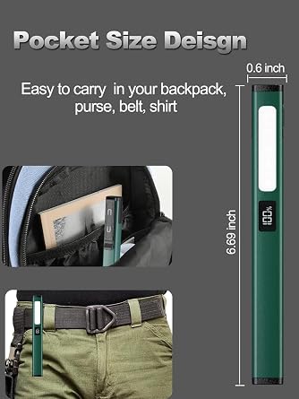 Rechargeable Pen Flashlight with 6 Modes & Power Display (1 Pack)