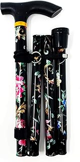 BIZHUDP Walking Stick, Easy Adjustable Height Folding Extendable Walking Cane, Lightweight Flexible and Durable Walking Aid Mobility Aid Collapsible Walking Stick