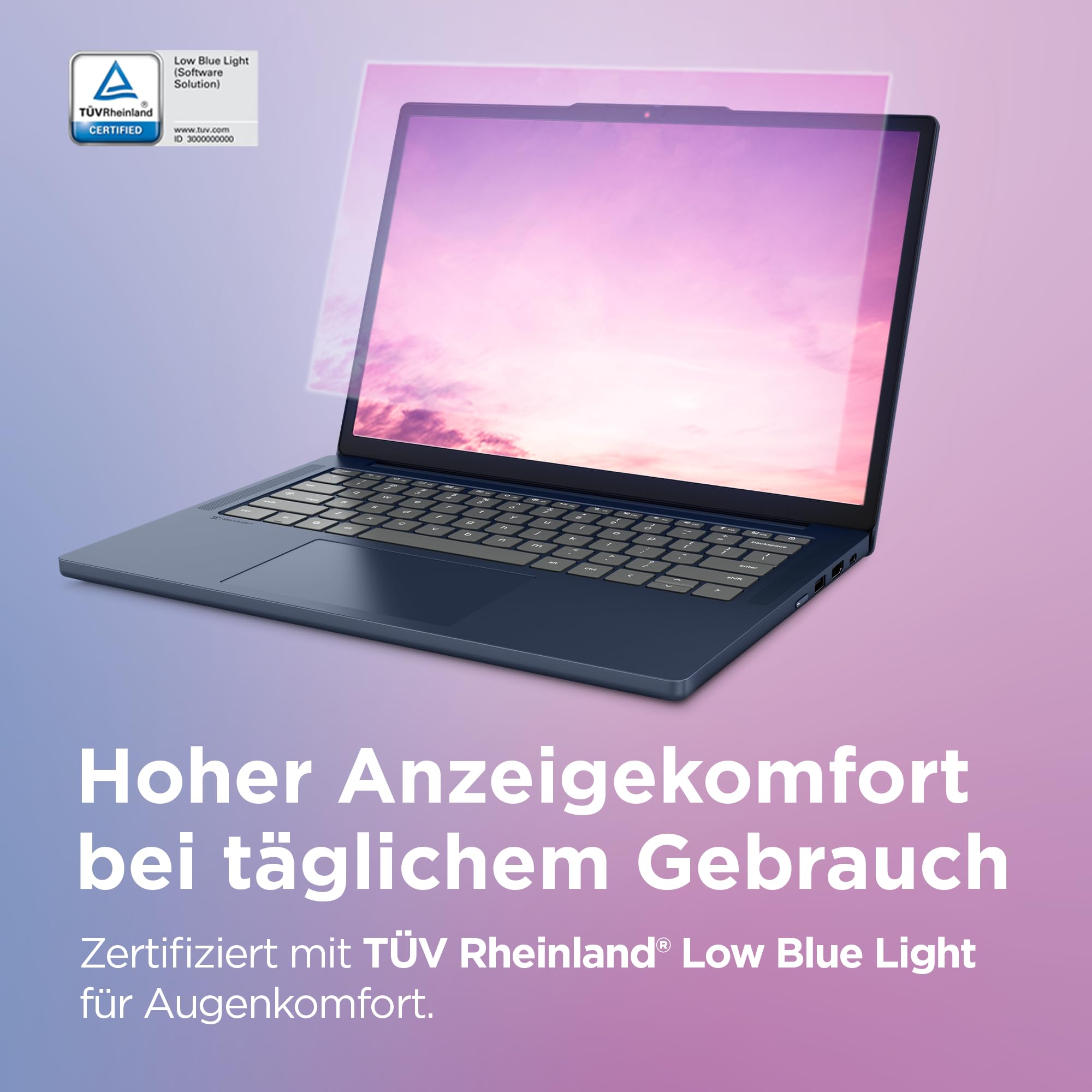Lenovo Chromebook Laptop | 14" WUXGA Display | MediaTek Kompanio 540 | 4GB RAM | 128GB SSD | ARM Mali-G57 MC3 Grafik | ChromeOS | QWERTZ | exkl. Farbe in Cosmic blau | 3 Monate Premium Care
