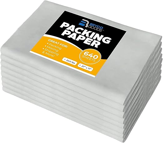 Bryco Goods Packing Paper Sheets for Moving - 20lb - 640 Sheets of Newsprint Paper - Must Have in Your Moving Supplies - 27" x 17" - Made in USA