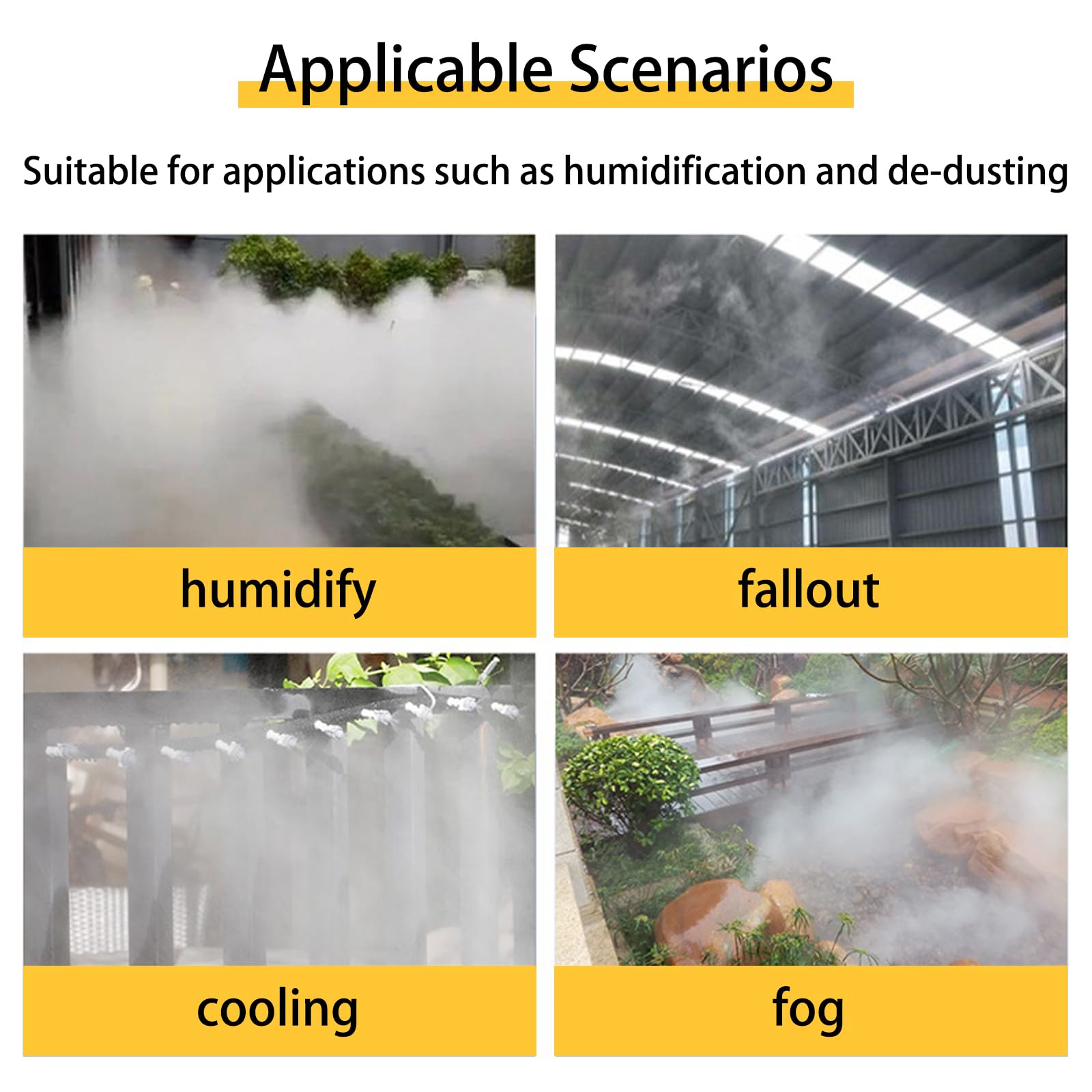 Boquillas de nebulización de latón 10/24 UNC, pulverizador para sistema de refrigeración exterior con junta tórica para boquillas de repuesto de nebulizador de baja presión en invernaderos, patios y