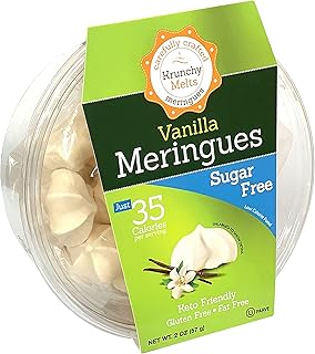 Krunchy Melts Original Sugar Free Meringue Cookies | Sugar Free Vanilla Flavor | Only 35 Calories Per Serving | Fat Free, Gluten Free, Dairy Free | Keto Friendly | Zero Net Carbs (2 Oz)