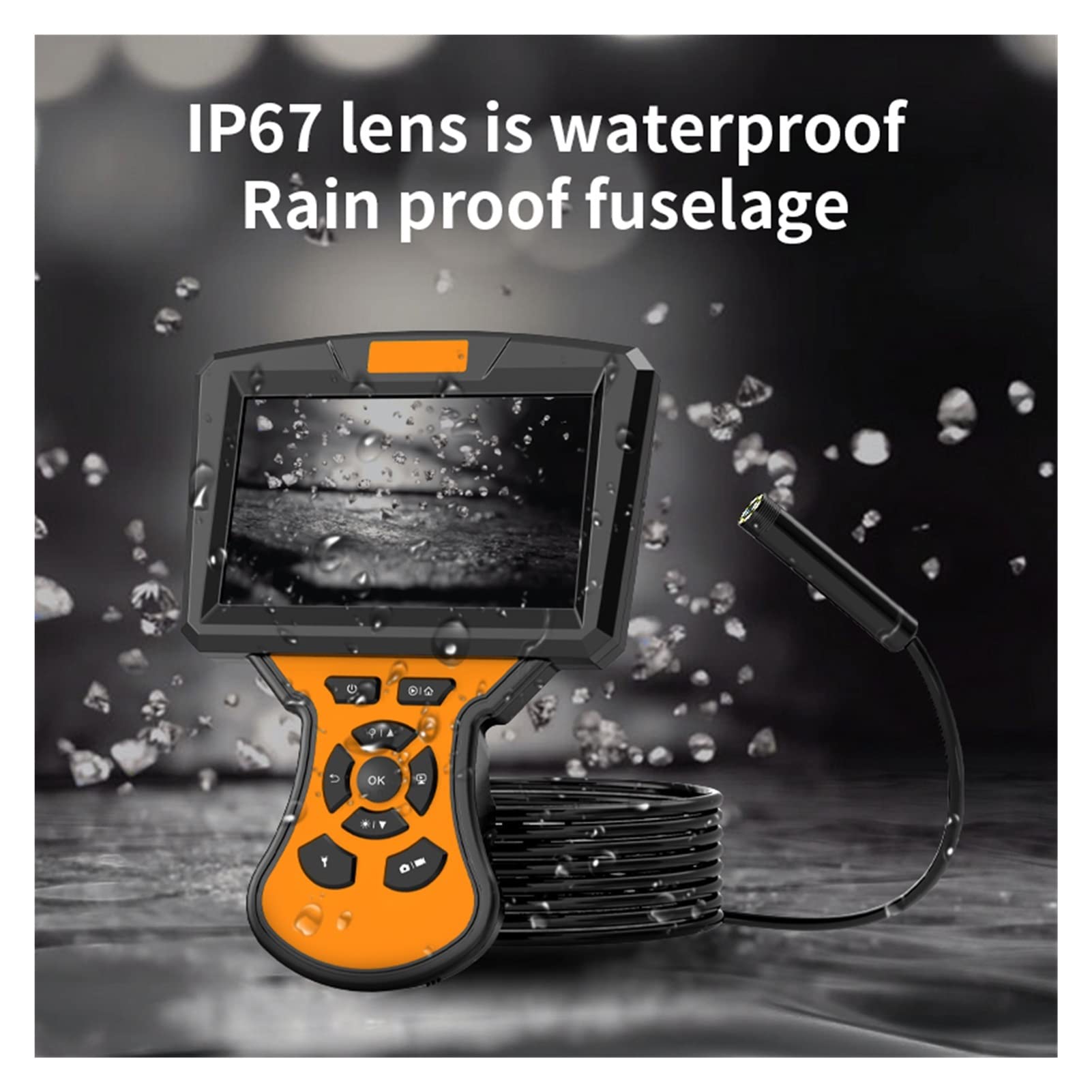 5 pollici IPS. Camera di ispezione Single & Dual Lens Lcd. Endoscope 3x Zoom. IP67. Fotocamera BoresCope impermeabile con 8 regolabili PORTATO(10m,8mm Single lens)