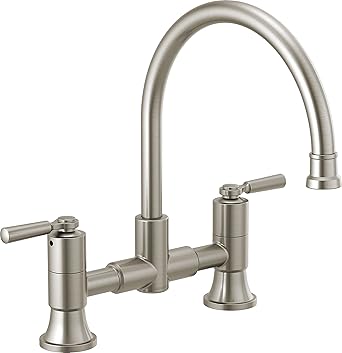 Delta Faucet P2923LF Westchester Bridge Kitchen Faucet Two Handle, Chrome