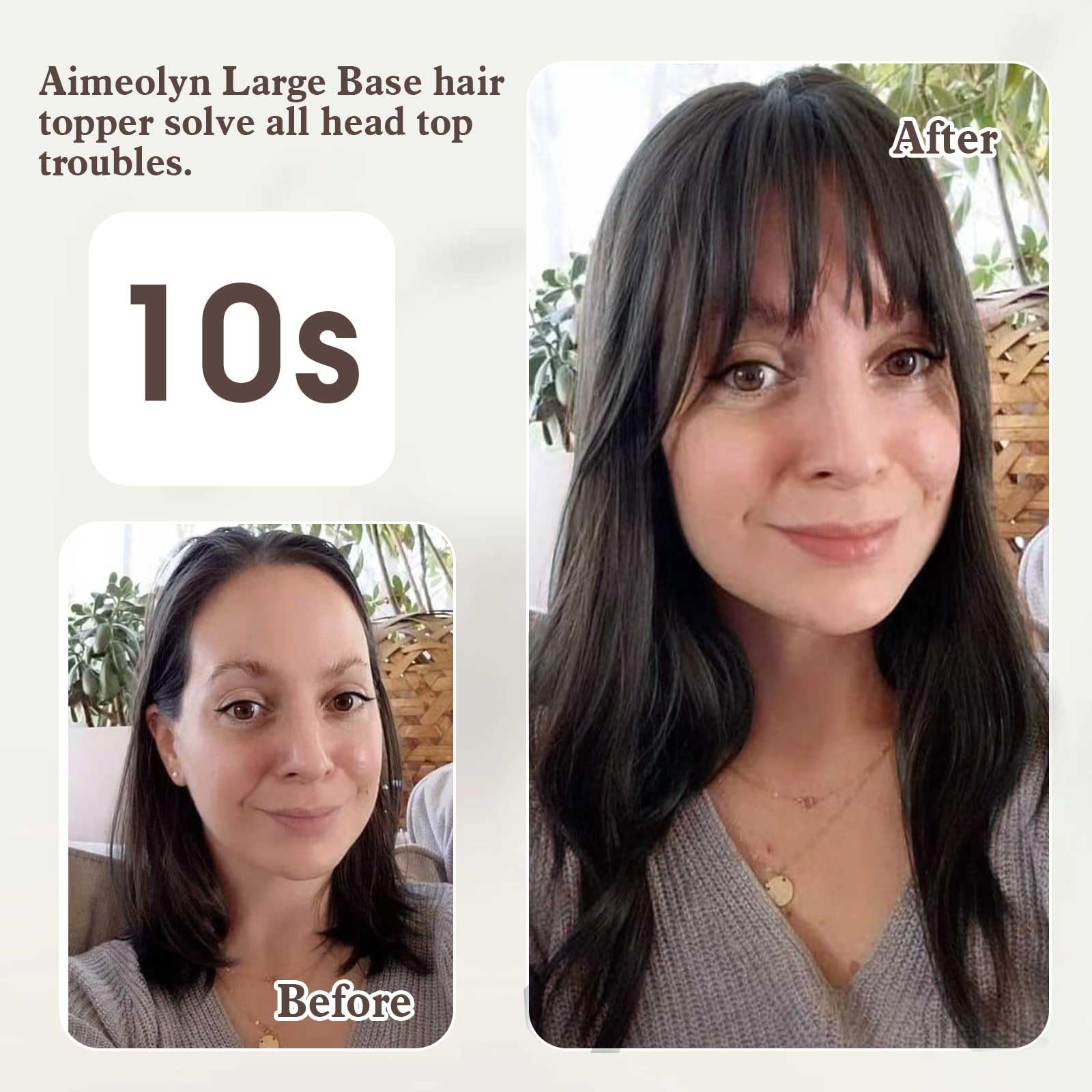 Aimeolyn Real Human Hair Toppers for Women with Bangs