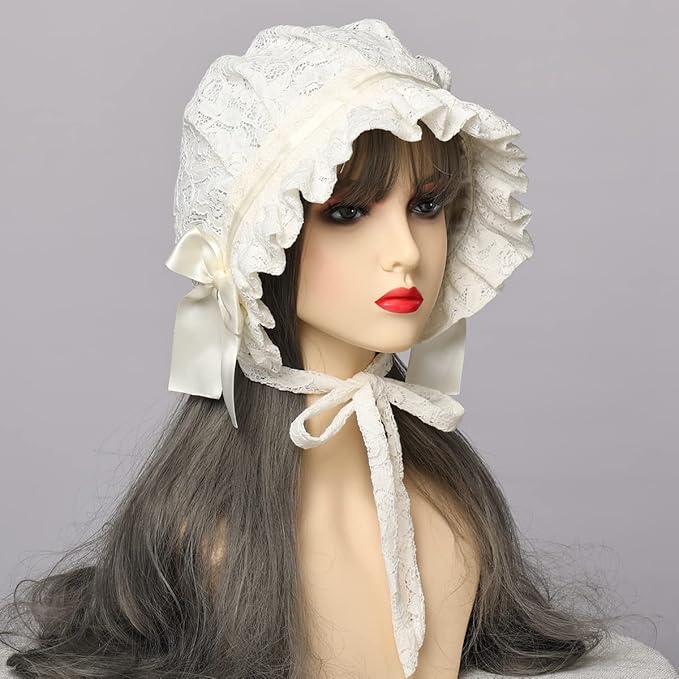 Regency Hats, Bonnets, Hair Pieces | Bridgerton Hat COSDREAMER Girls Women Mop Hat Colonial Pilgrim Prarie Bonnet hats  AT vintagedancer.com