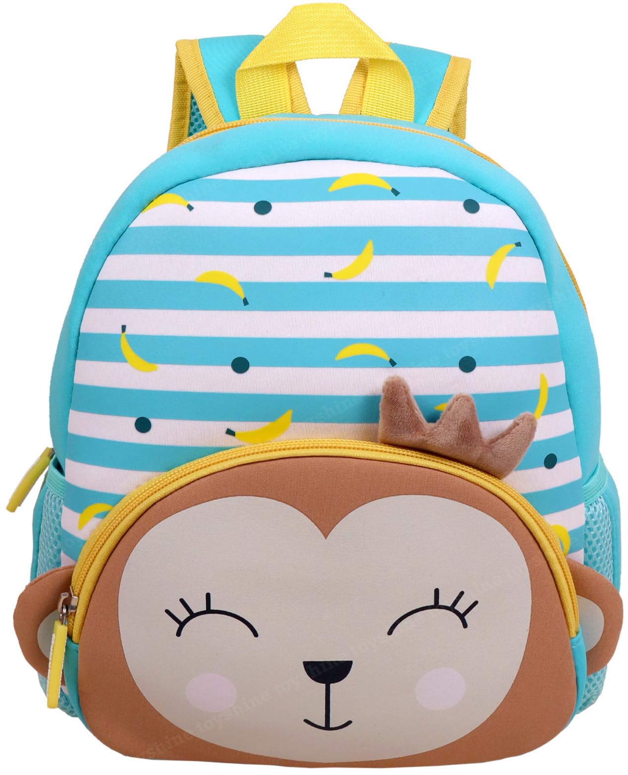 Toyshine30cm Cute Monkey Face Small Backpack for Kids Girls Boys Toddler Backpack Preschool Nursery Travel Bag, Mini Size - Blue