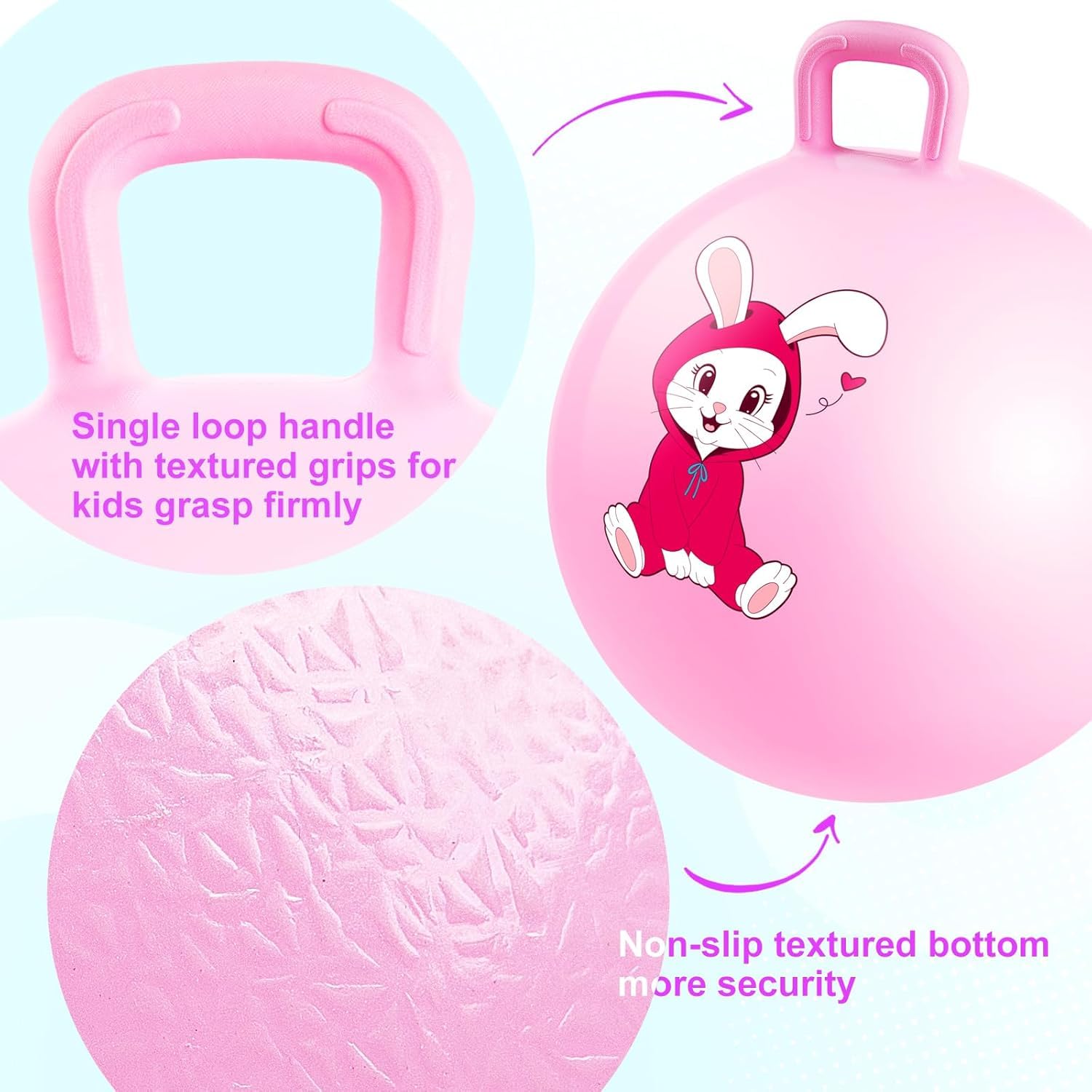 HOMAVA Sit and Bounce Rubber Hop Ball with Handle Jumping & Bouncing Ball Toys Indoor & Outdoor Kids Exercise Gym Sport Hop Ball for Kids,Boys,Girls,Adults (Size 45Cm/18Inch,Multicolour) - Image 8 thumbnail