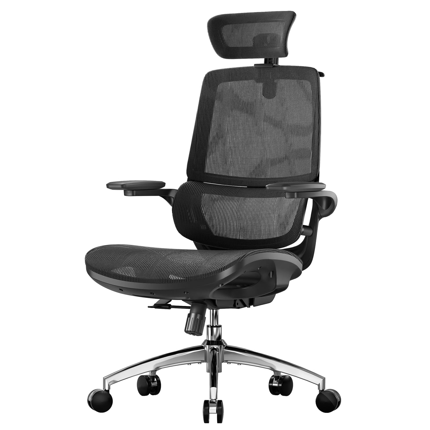 SIHOO M59AS Silla de Oficina Ergonómica con Reposabrazos 3D Plegables, Respaldo Doble y Soporte Lumbar Dinámico, Silla de Malla para Oficina en Casa(Negro)