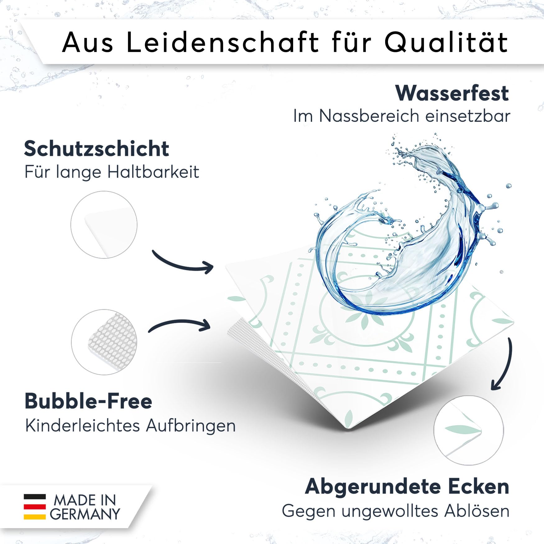 45 Stück Fliesenaufkleber 10x10 cm für Bad und Küche - Fliesenfolie, Klebefliesen - Aufkleber Fliesen selbstklebend SET