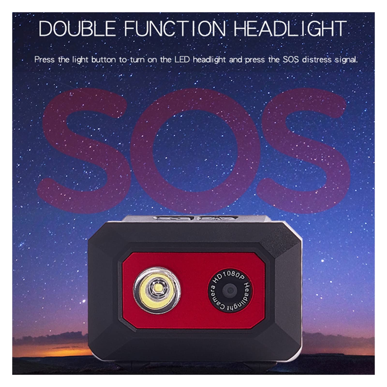 Action Cam, HD 1080P Outdoor Sport Camera F18 Videocamera for Visione Notturna Telecamere d'azione montate sulla Testa Registrazione Video DVR Cam,All'aperto, Sport, Video(32G,Rot)