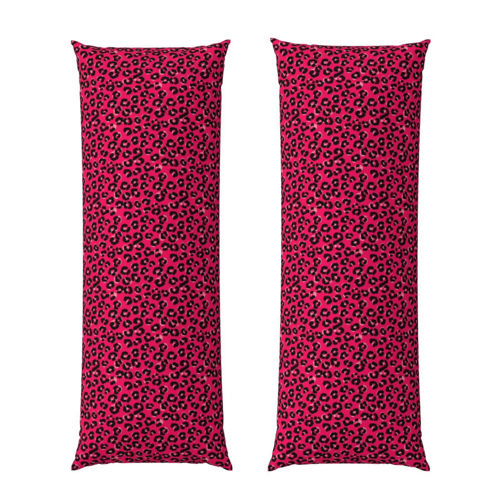 Long Body Pillow Cover 20x60 Pink Animal Skin Wild Leopard Print, Soft Flannel Pillowcase with Zipper, Cozy Cushion Protector for Couch Sofa Bed Sleeping Decoration