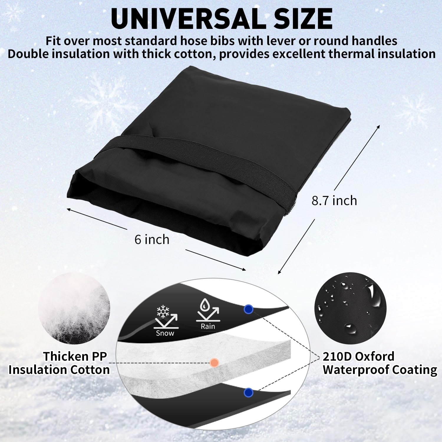 Outdoor Faucet Cover For Winter – 2-Pack, 8.7x6 Inches, Waterproof Freeze Protection, Reusable