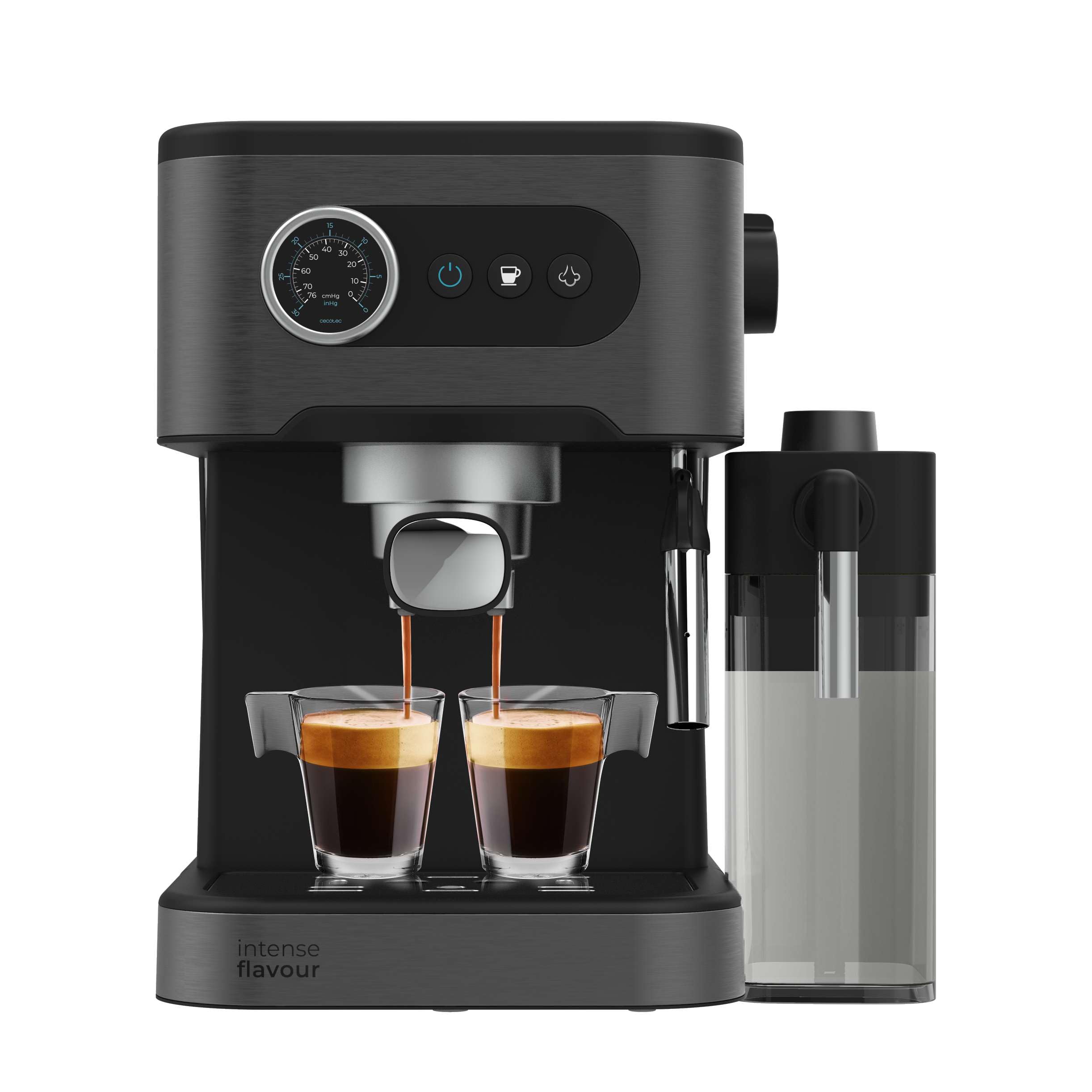 Cecotec Power Espresso 20 Pro Latte, 20 Bar, Vaporizer, Display with Buttons, Water Tank 1.5L, Milk Tank 550 ml