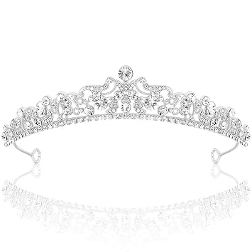 Silver Tiara Silver Crown for Women Girls Crystal Princess Tiara Wedding Tiaras for Bride, Quinceanera Crown 15 anos quinceaneras for Birthday Bridal Prom Pageant