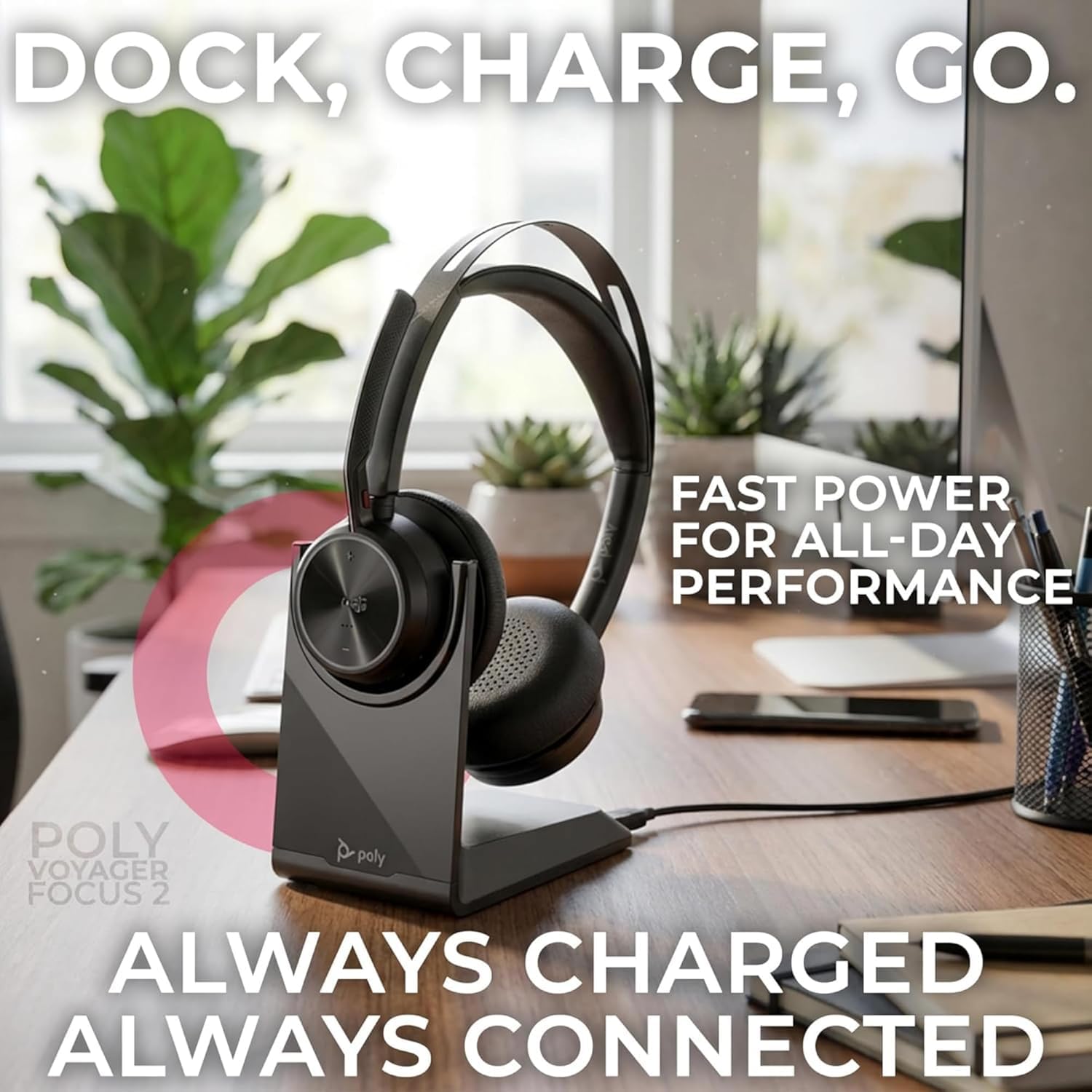 Plantronics Poly Voyager Focus 2 UC Wireless Headphones with