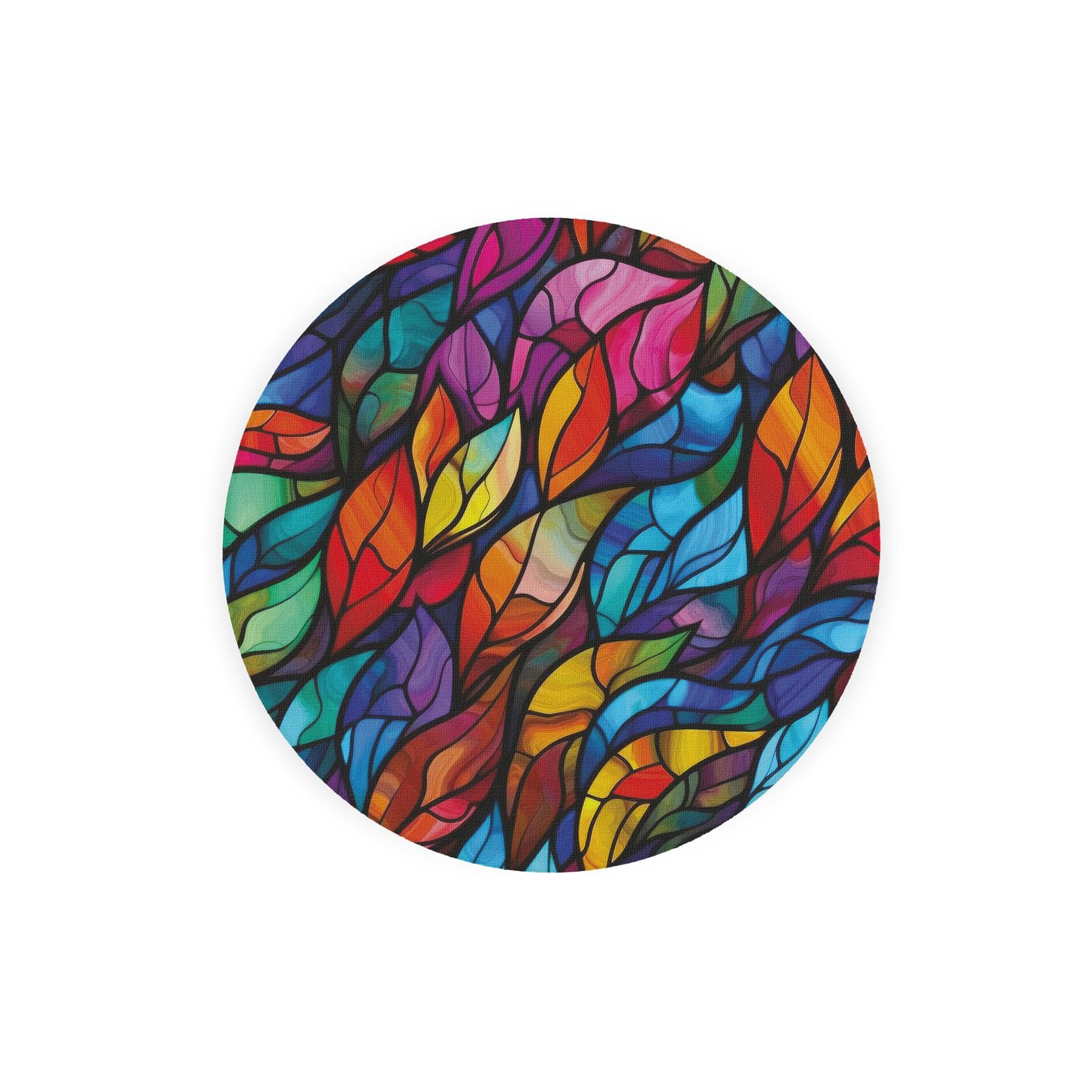Stained Glass Pattern Round Glass Trivet - Colour Kitchen Gift Small Textured Chopping Board/Worktop Protector 20cm x 20cm (8" x 8")