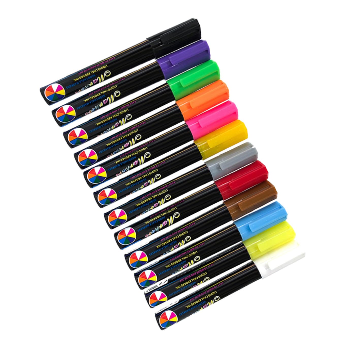 Homoyoyo Set 12 Pennarelli Gessetto Cancellabili, per Lavagna Bianca e LED Fluorescente, Corpo Ergonomico, Plastica Liquida, Regalo di Natale