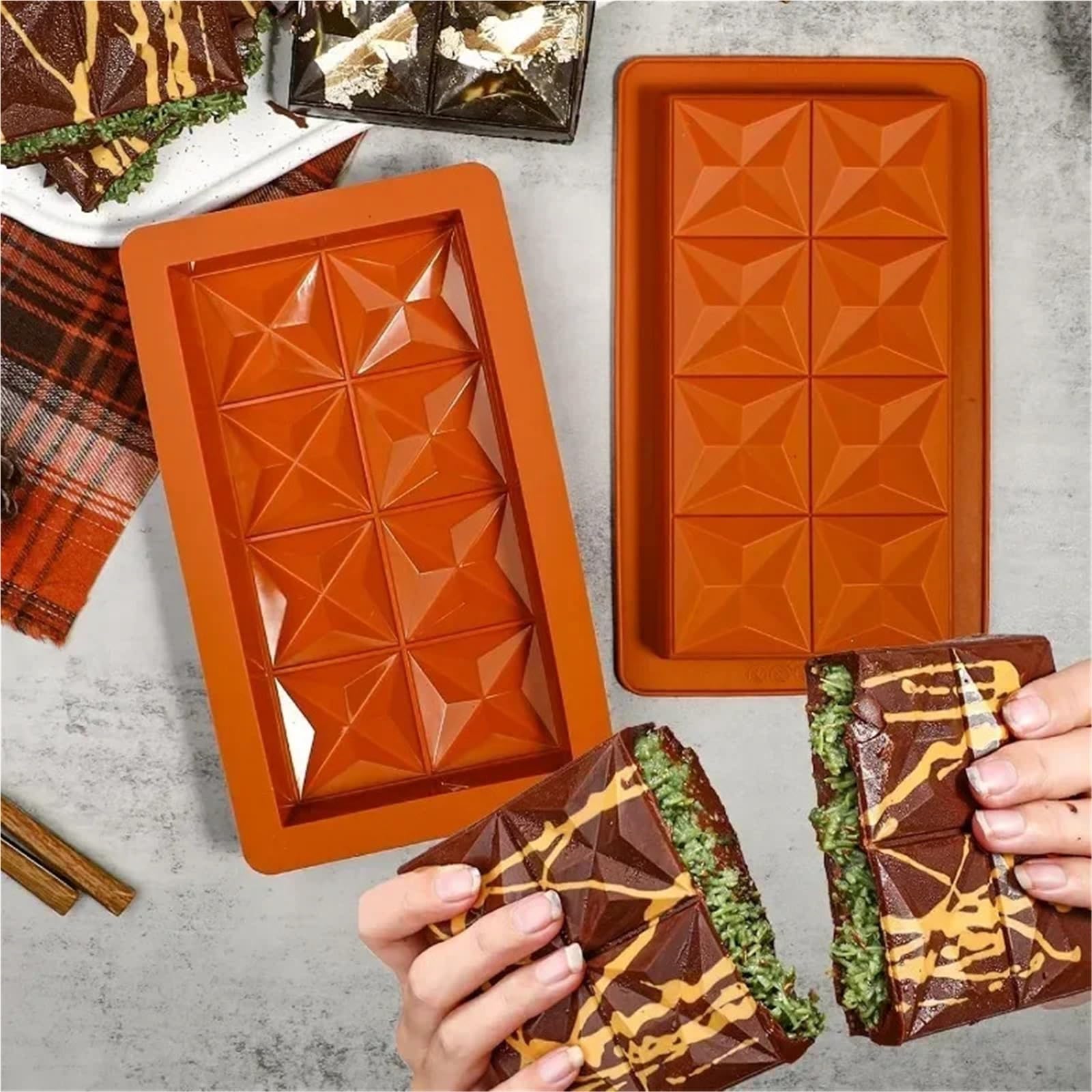 4 pezzi di stampo for cioccolato, in silicone spesso for riempire barrette al pistacchio, for caramelle grandi dimensioni for Per La Produzione Del Cioccolato