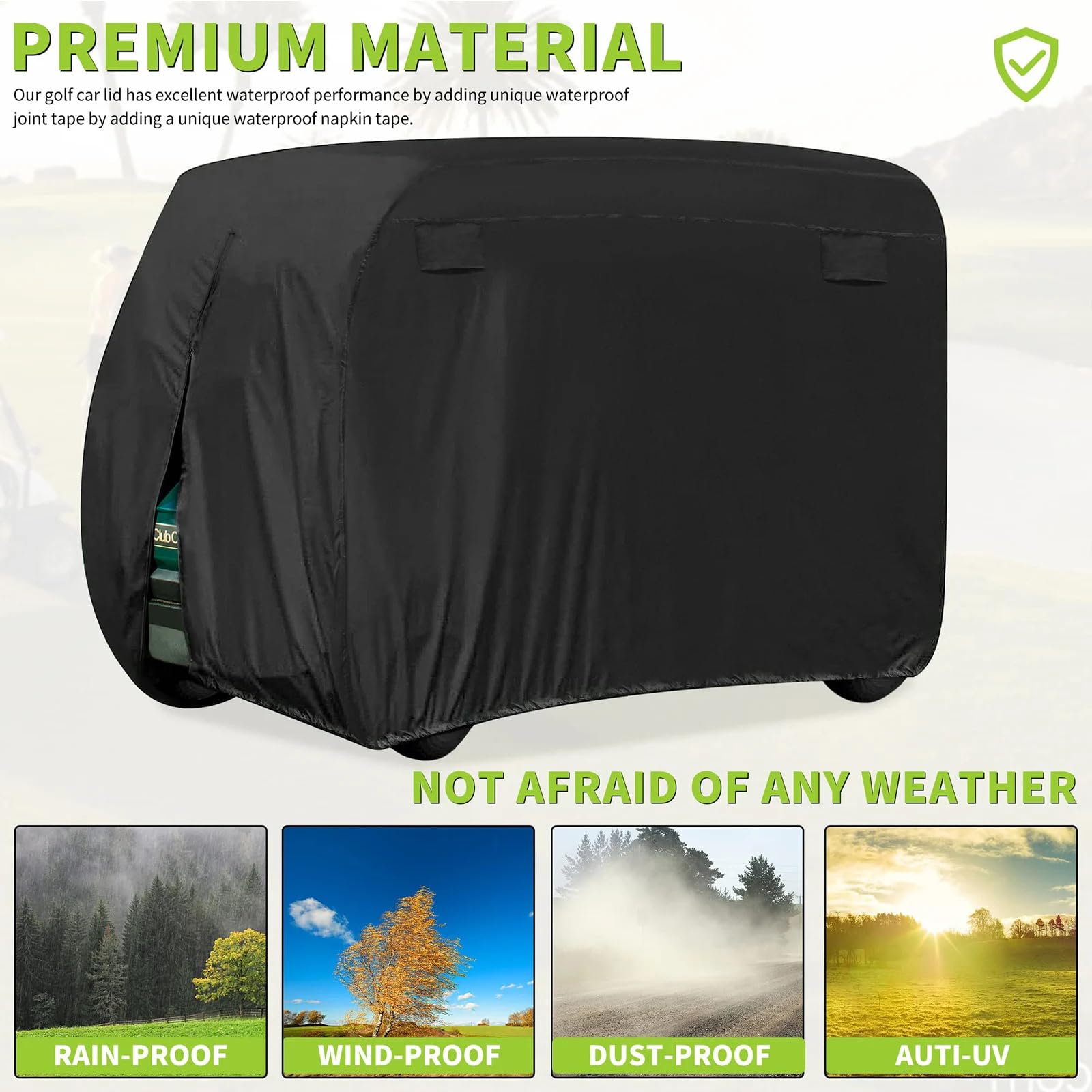 Funda para Carrito De Golf, Protección Exterior Impermeable Cubierta para Lluvia Parabrisas A Prueba De Polvo Tela Oxford Asientos para 4 Personas Carts Cover para Carrito De Ezgo Club Car Yamaha