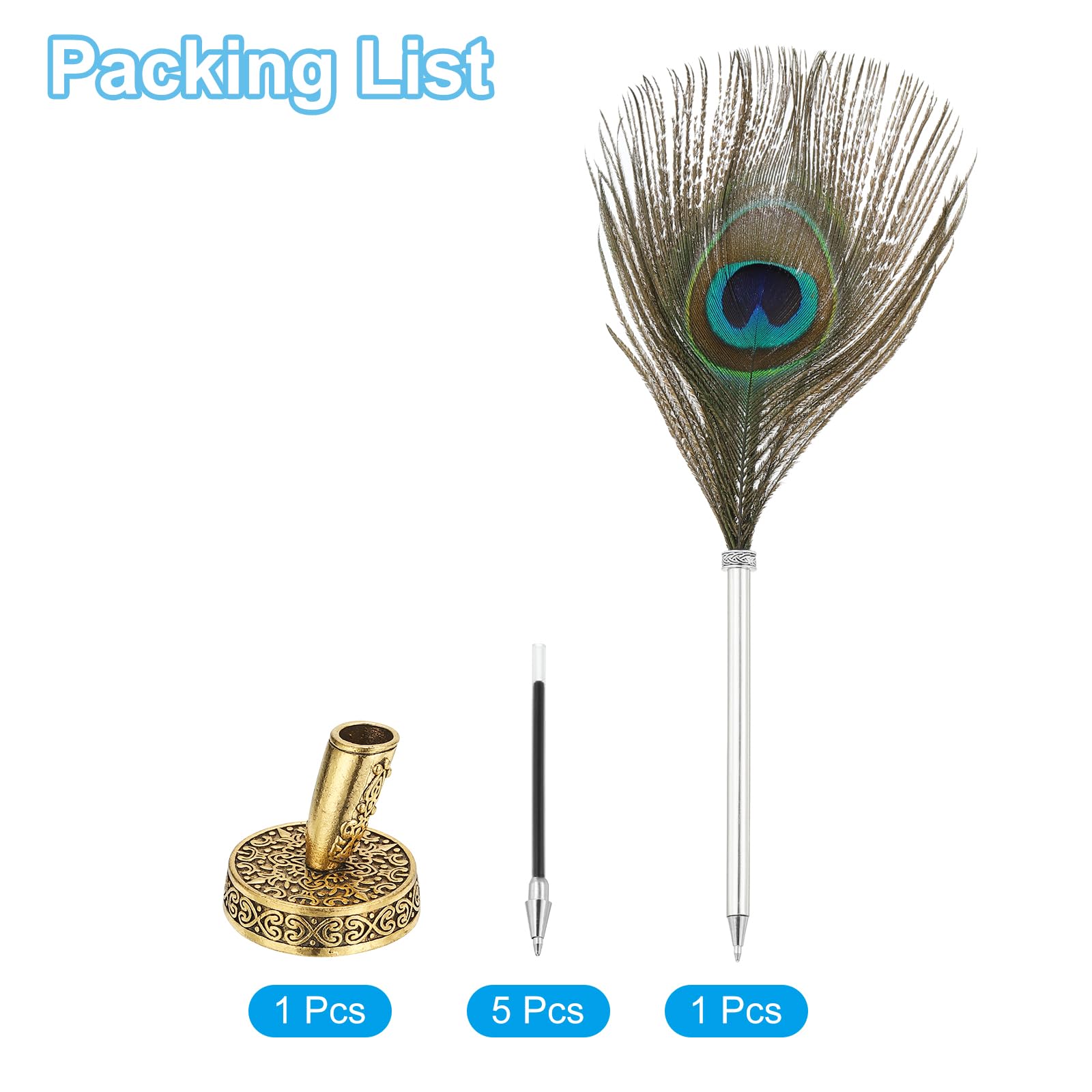 PATIKIL Peacock Feather Ballpoint Pens Bulk - Image 3