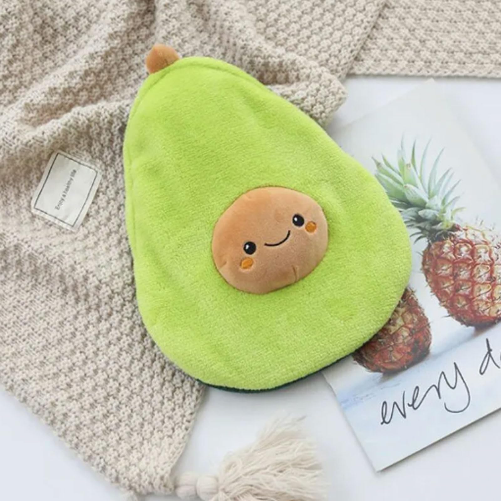 Bouillottes en Caoutchouc d'avocat Mignonnes, thérapie Anti-Stress et Anti-Douleur, Sac d'eau Chaude avec Housse tricotée Douce et Confortable pour l'hiver