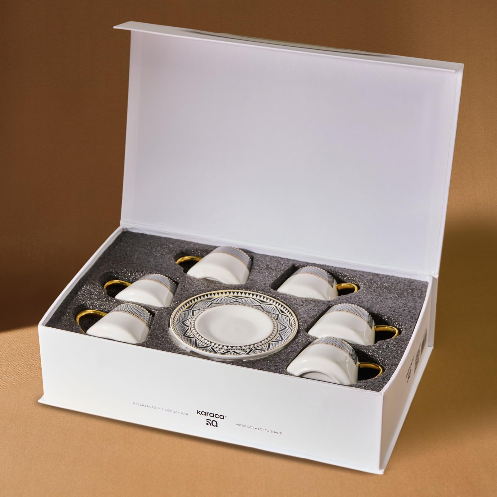Karaca Globe Tasses à café turque pour 6 personnes, Service à Café Porcelaine, Tasses à Thé, Expresso, Latte Classique, Türk Kahve Fincanı, Café Turc