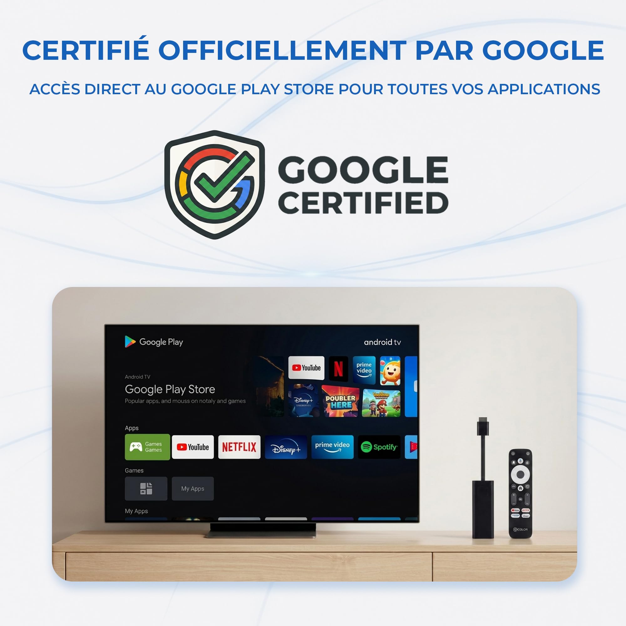 Dcolor GD1 Android TV Stick 4K with Chromecast Built-in, Google Assistant, Netflix 4K Certified, WiFi & Bluetooth, Streaming Media Player