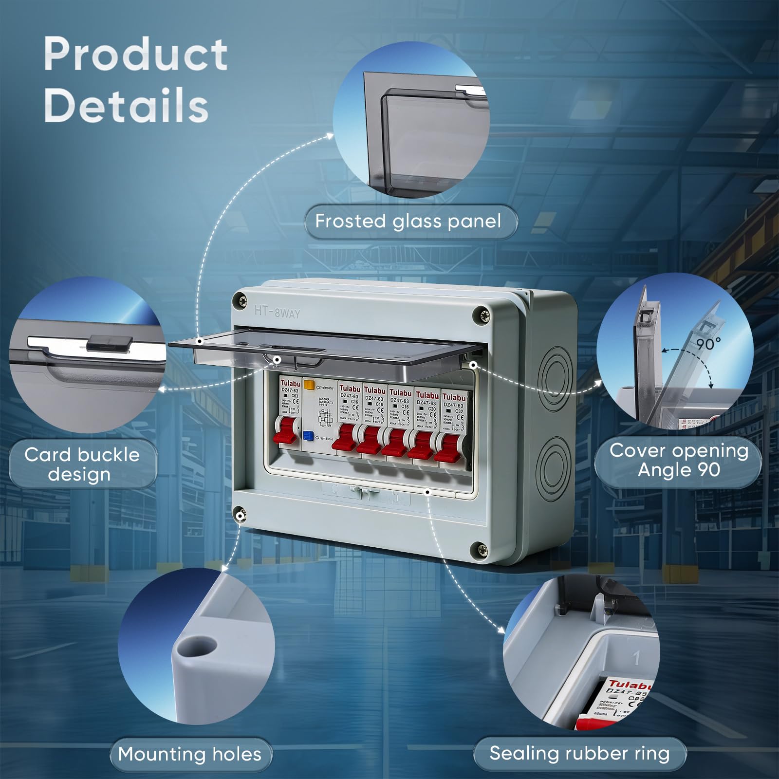 Scatola Elettrica da Esterno IP65, con 5 Vie Interruttore Dell'aria 3x16 A+20A+32A, Impermeabile Quadro Elettrico 63A, Scatola dei fusibili a parete per Essere Utilizzato All'interno e All'esterno