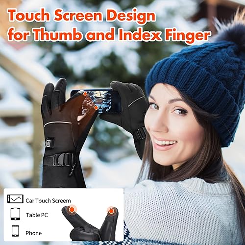 Miniatura 4 de Guantes térmicos mejorados para hombres y mujeres guantes de calor alimentados por pilas guantes térmicos para pantalla táctil 3 niveles de calor