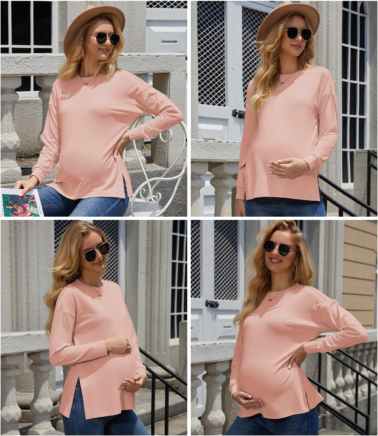 Womens 3 Packs Maternity Shirts Long Sleeve Side Ruched Pregnancy Tee Workout Top Tunic Blouse Mama Clothes - Image 2