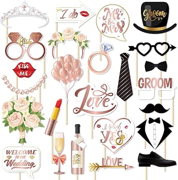 Bachelorette Party Decorations, Kaluofan 25 Pcs Bachelorette Party Accessories,Funny Wedding Photo Booth Props for Engagement Wedding Reception Party Bride Wedding Shower DecorPink and Black