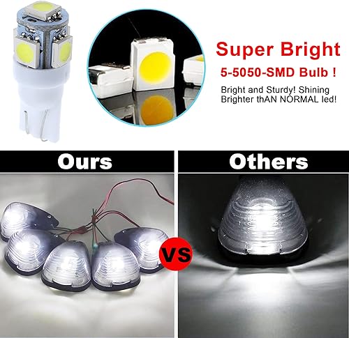 Miniatura 5 de 5 luces transparentes para techo con marcador de cabina 264143AM con 5 bombillas LED blancas T10 compatibles con Ford E150 E250 E350 E450 F150 F250