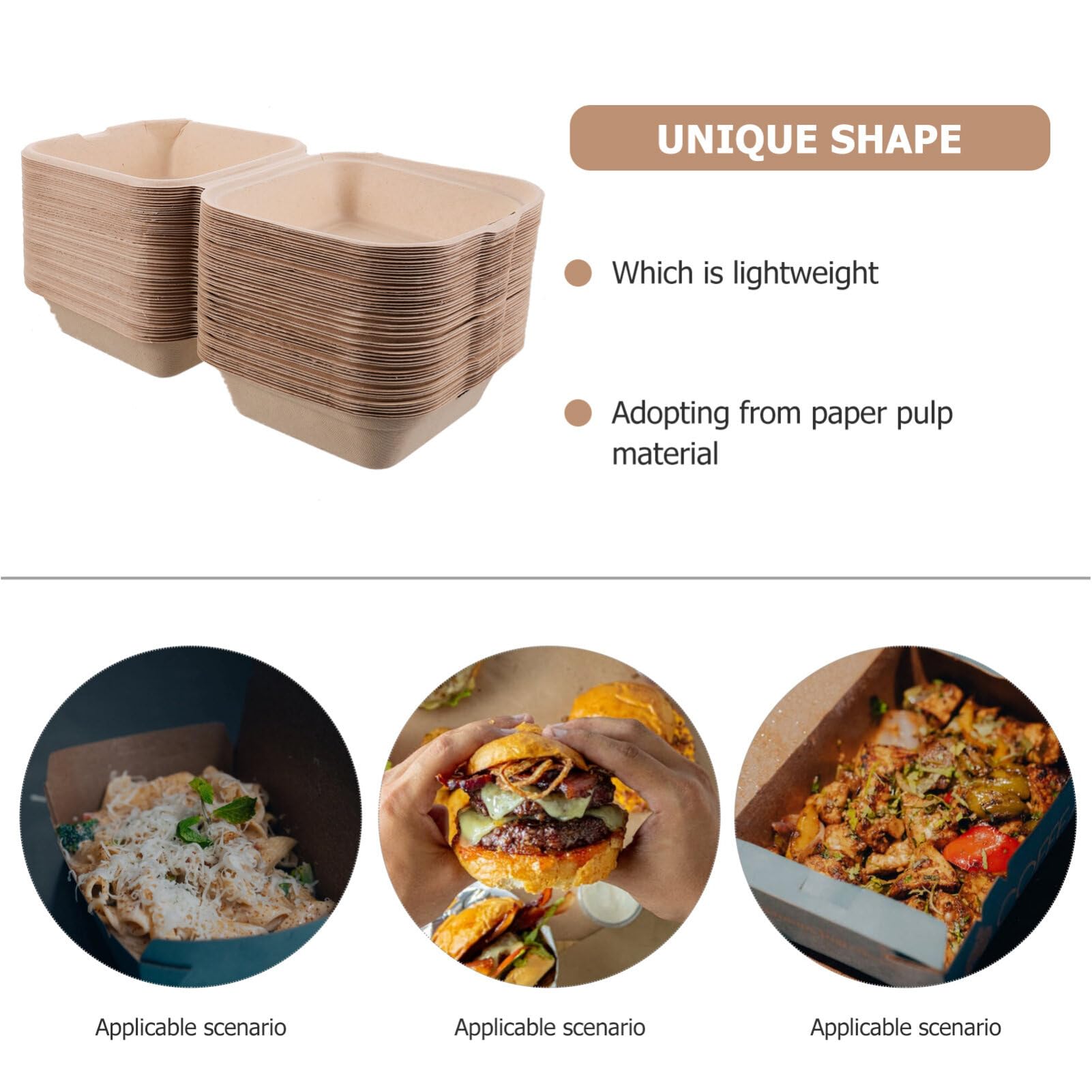 UPKOCH Scatole per Hamburger da Asporto in Pasta di Carta 50 Pezzi | Khaki, Uso in Negozio e Picnic, Facili da Assemblare, Leggere e Facili da Trasportare