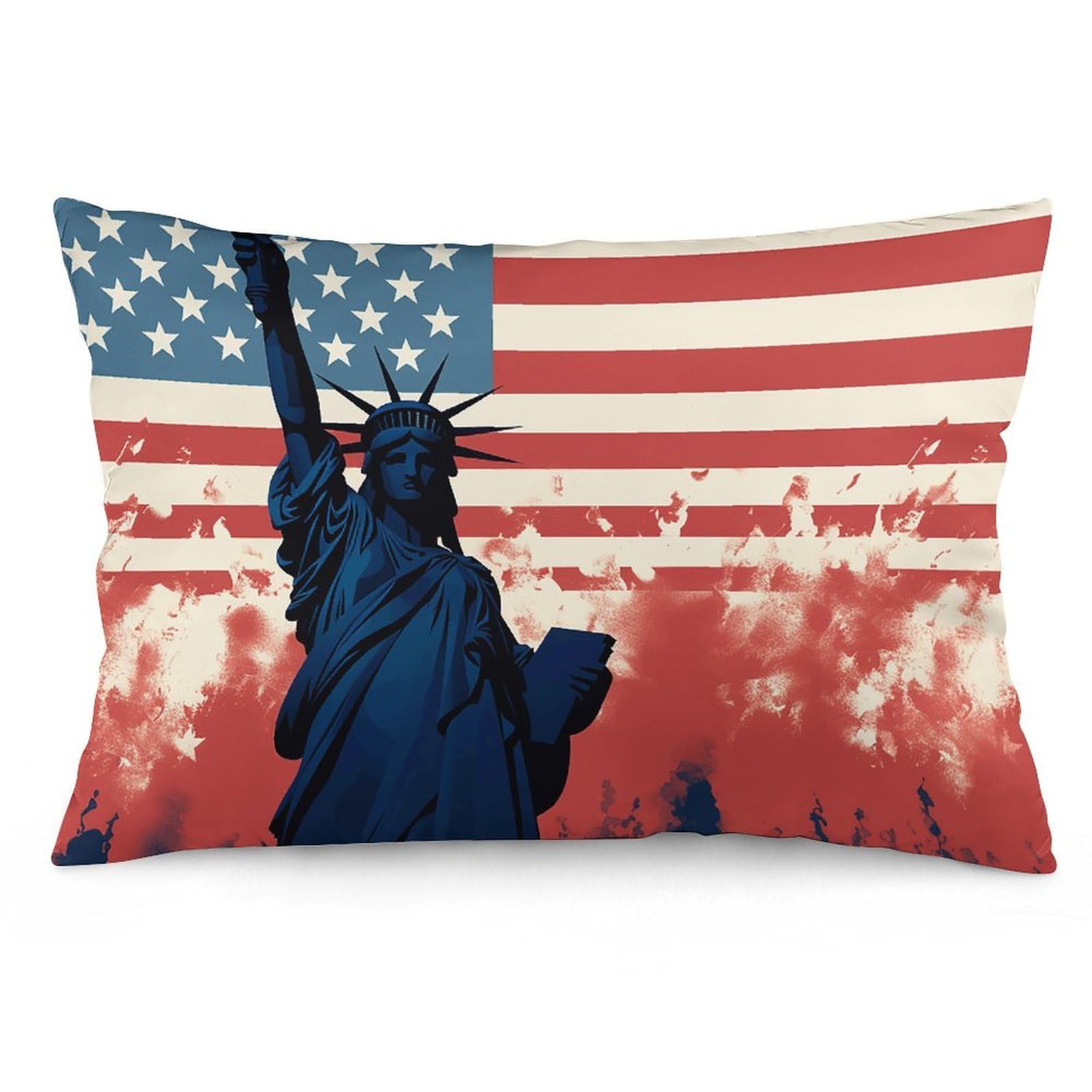 2 Pack Pillow Cases for Hair and Skin, Soft Breathable Pillow Case Covers with Hidden Zipper, Flag with Silhouette of Lady Liberty Pillowcase 16 "x24 Pillow Covers for Sleeping Gift