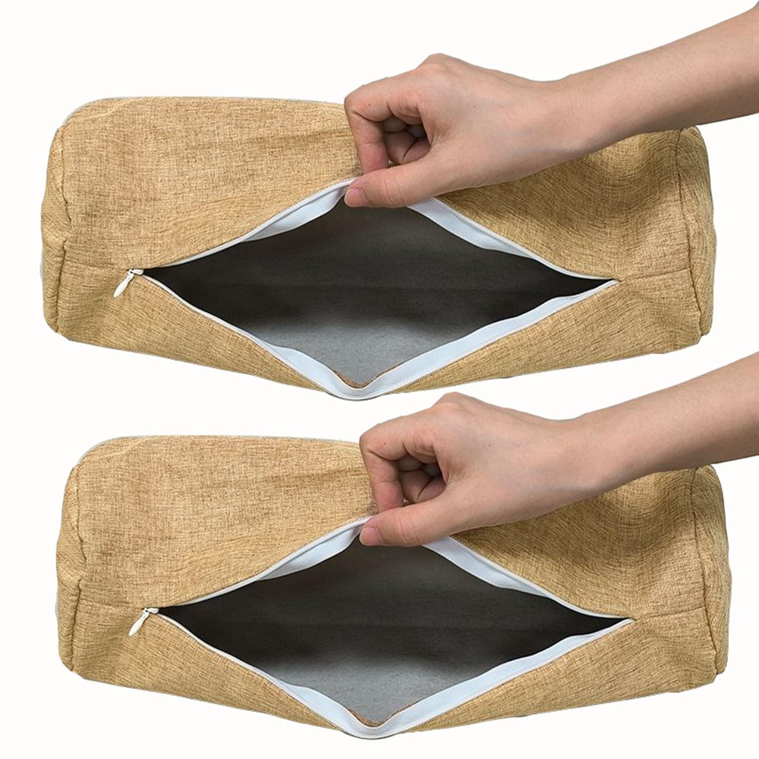 Uicmnsi #2 Set Of 2 Cervical Neck Roll Pillow Covers With Zipper - Soft Round Bolster Pillowcases For Cylindrical Cushions (Pillow Cases Only)(,15X60cm/6X24in)