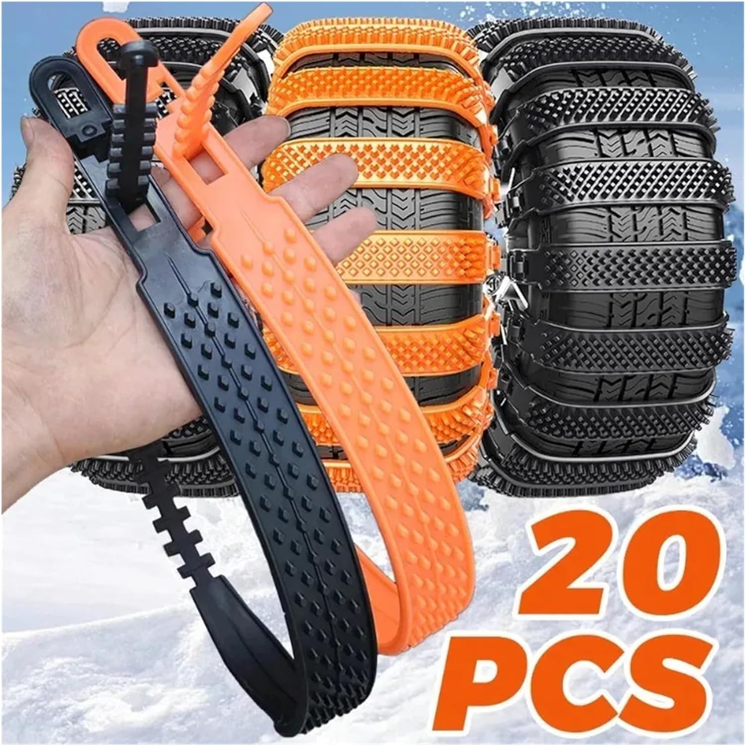 20/10pcs Plastic Snow Chain for Car Tire Widen Thick Crawler Anti Slip Winter Wheel Emergency Tool(10pcs Black)