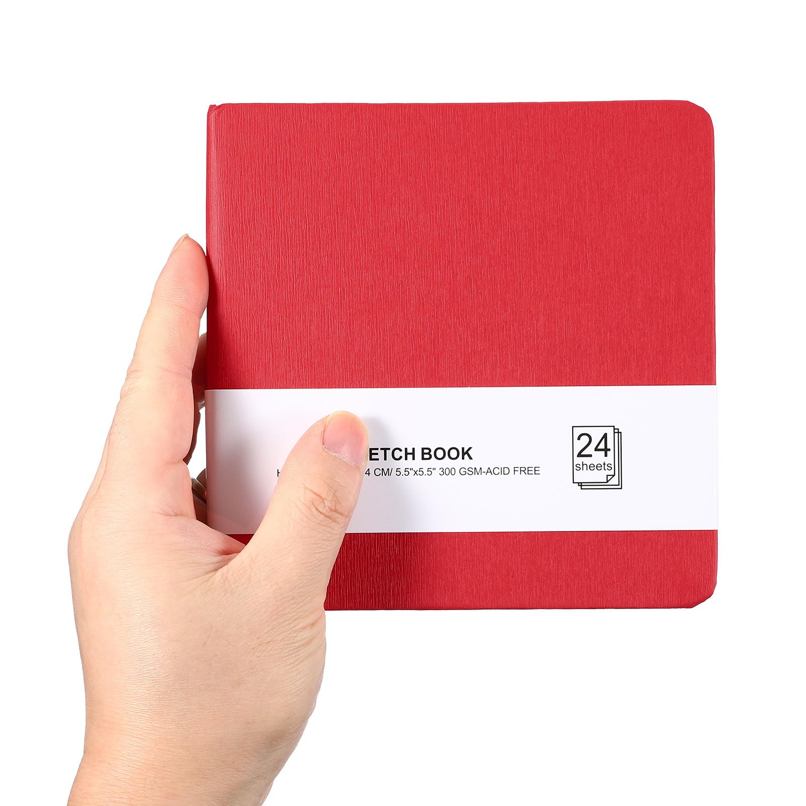 PATIKIL 5.5x5.5 Small Sketchbook, Mini Sketchbook Watercolor Paper Pad 300GSM Thick Paper 24 Sheets/48 Pages Square Tiny Sketch Pad Pocket for Drawing Travel Artist Adults, Red