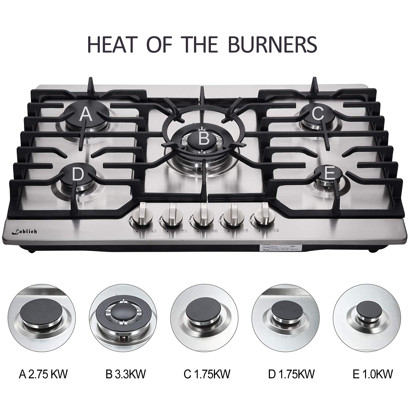 Buy 30 Inch Gas Cooktop LW5S01, Sealed 5 Burners Gas Cooktop,Stainless