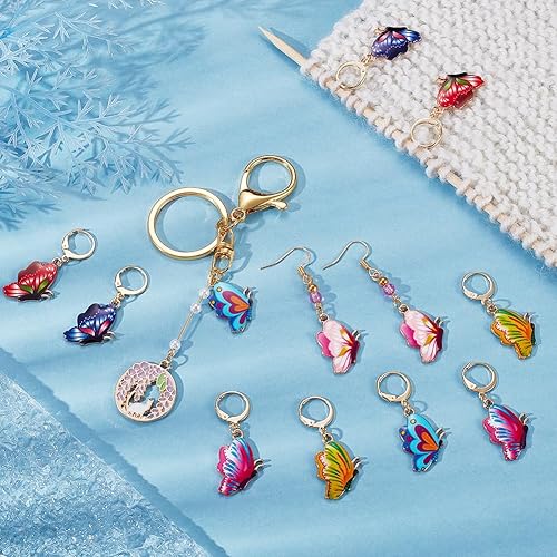 Miniatura 4 de NBEADS Marcadores de Puntadas de Animales, Dijes Marcadores de Puntadas de Crochet de Aleación Esmaltada, Marcadores de Puntadas con Cierre con