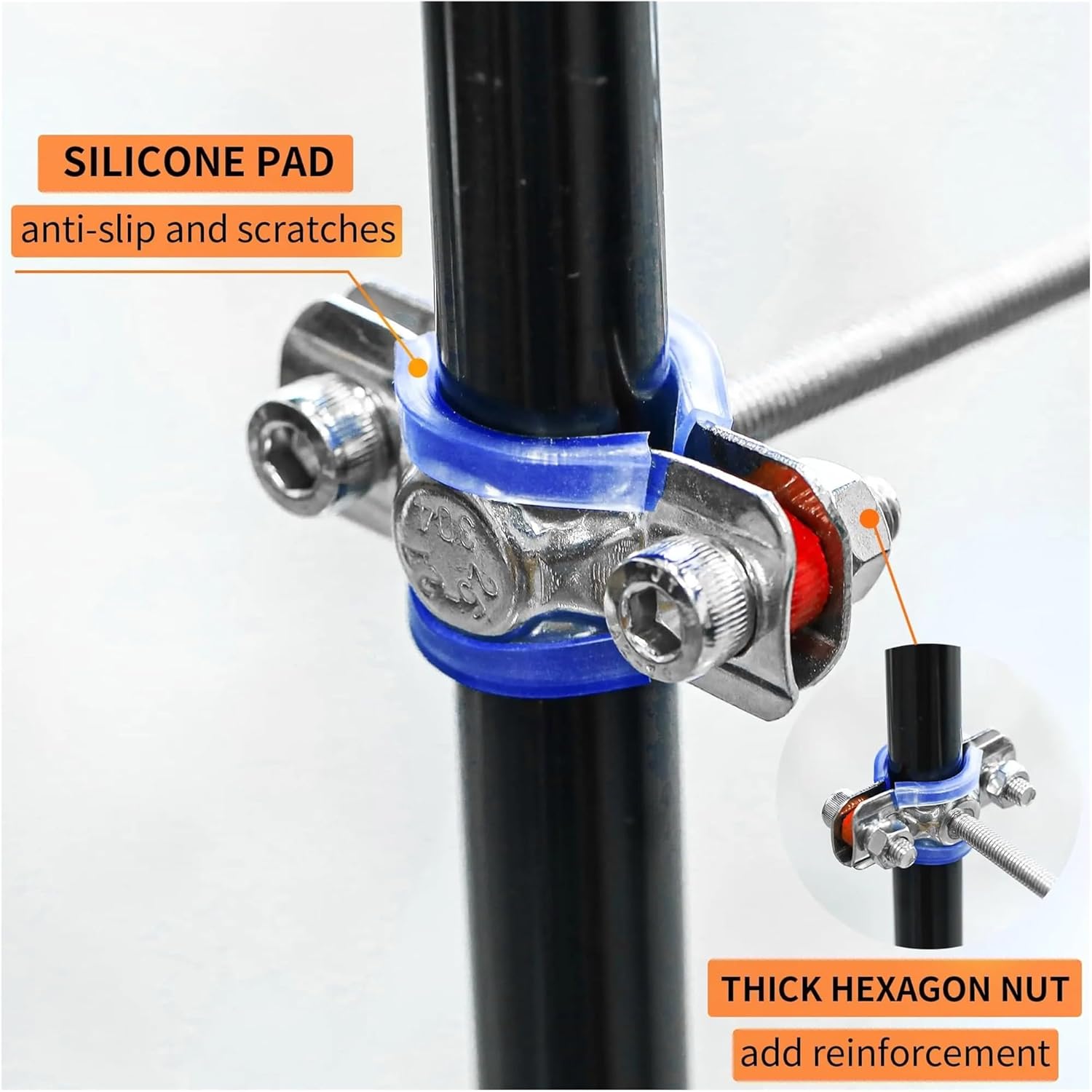 Ceiling Mount Pipe Support 2pc 50-100mm 100-200mm Adjustable Rod Fit 15-108mm OD Tube 304 Stainless Steel Pipe Hanger Bracket Clamp Support Clip With Screw(100-200mm Adjust,2PCS 15-19MM_WITH BASE PLAT