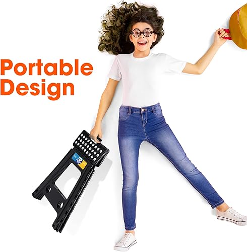 Miniatura 5 de Korpai Taburete plegable de 18" para adultos y niños con capacidad para hasta 300 lb, antideslizante con mango portátil, de plástico compacto para