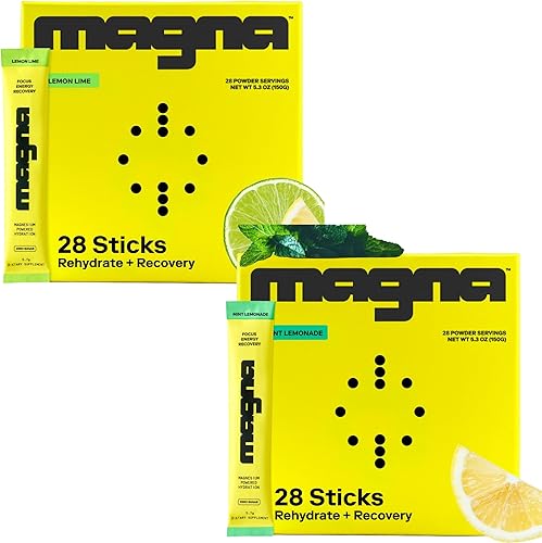 MAGNA Paquete de mezcla de bebidas en polvo de electrolitos  sabores de limonada de limón y menta, 56 porciones  Hidratación, energía y apoyo de