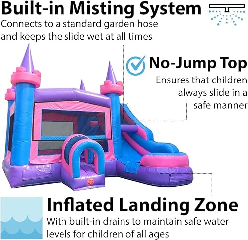 Miniatura 4 de TentandTable Tobogán acuático inflable para niños de 5 a 12 años, castillo animoso de grado comercial para adultos, casa de salto, incluye soplador