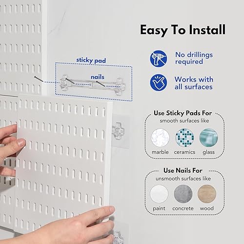 Miniatura 27 de Keepo - Juego de combinación de 2 tableros de clavijas y 10 accesorios modulares para colgar en pared, para organización de pared, manualidades