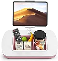 Vista 8 de Soporte de almohada para tableta para uso regazo, cuenco de aperitivos y brazo giratorio de 360°, soporte ajustable para iPad para cama, sofá y Rosa