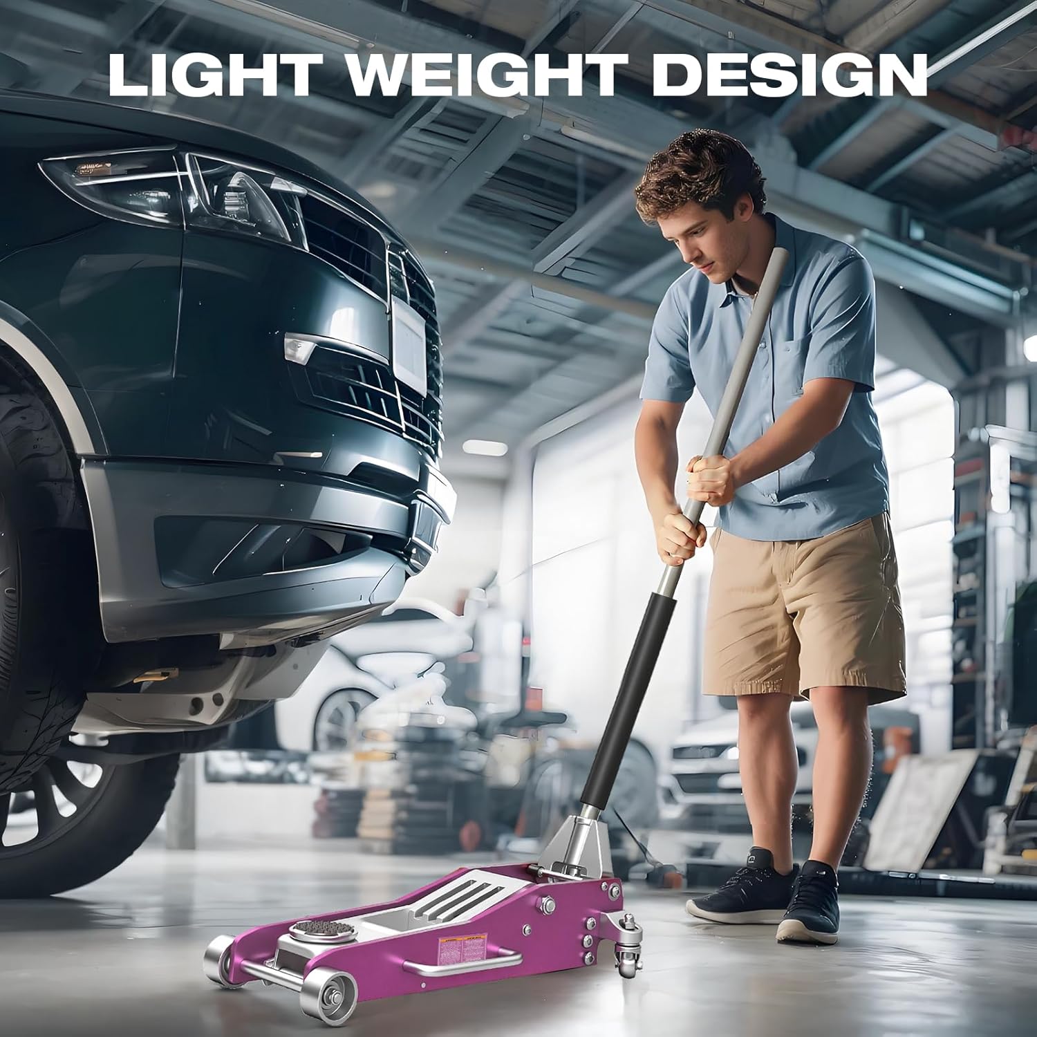 Torin Aluminum Floor Jack with Dual Piston Quick Lift: Floor Jack with Quick Lift Pump, 3 Ton (6,000 lb) Capacity, Pink