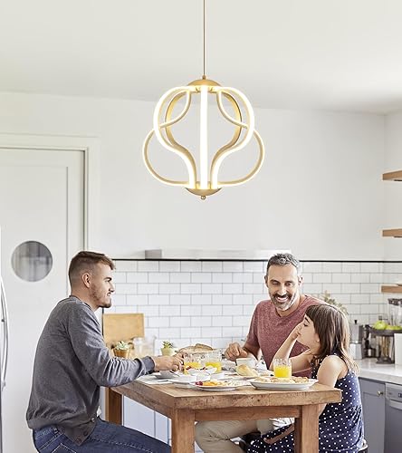 Miniatura 3 de Q&S Moderno candelabro LED, luces colgantes doradas para comedor, vestíbulo, entrada, cocina, sala de estar, 8 luces