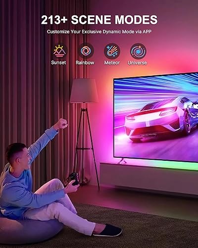 Miniatura 2 de Retroiluminación LED para TV, 4 tiras de luz LED cortas precortadas de 1 pie4 pies para estantes, control remoto y aplicación, luces de juego RGB