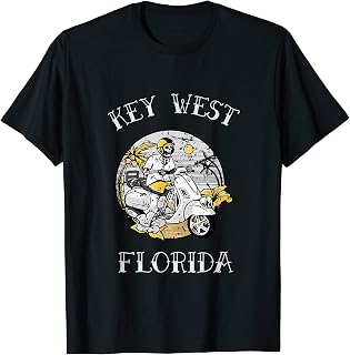 Vintage Key West Florida Skeleton Motor Scooter T-Shirt